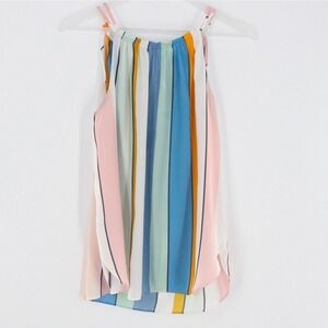 Loft Halter Neck Blouse Striped Sleeveless Top Size S Multicolor